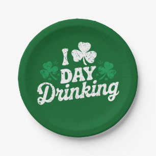 Prato De Papel Eu Amo Bebendo Durante o Dia Funny St Patrick's Da