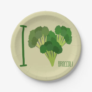 Prato De Papel Eu Amo Broccoli