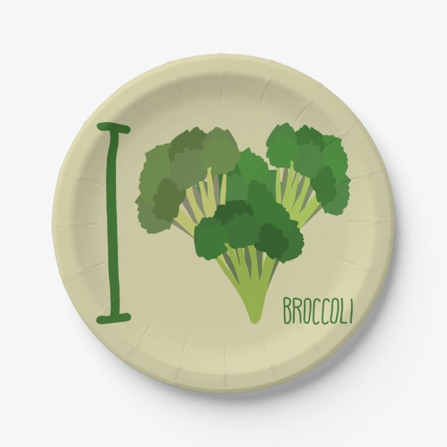 Prato De Papel Eu Amo Broccoli (Frente)