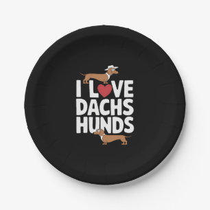 Prato De Papel Eu Amo Dachshunds Gráfico Divertido para Amantes d