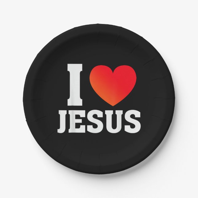 Prato De Papel Eu Amo Jesus (Frente)