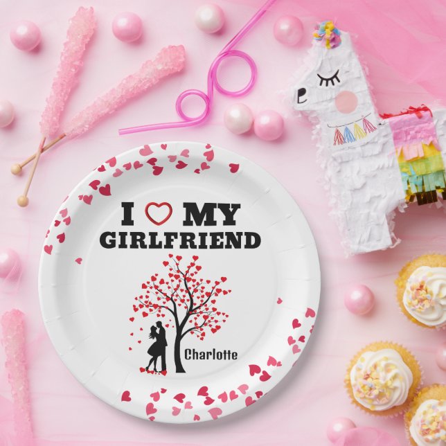 Prato De Papel Eu amo meu Namorada (Festa)
