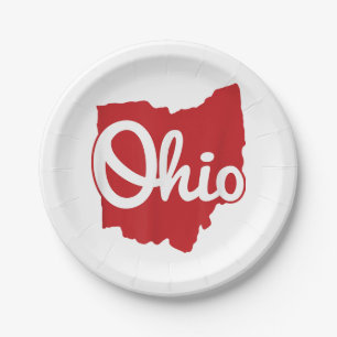 Prato De Papel Eu Amo Meu Ohio Home Script Ohio