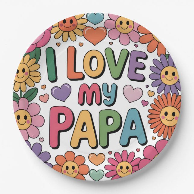 Prato De Papel Eu amo meu papai (Frente)