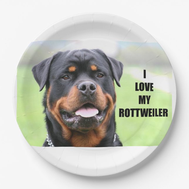 Prato De Papel Eu amo meu Rottweiler (Frente)