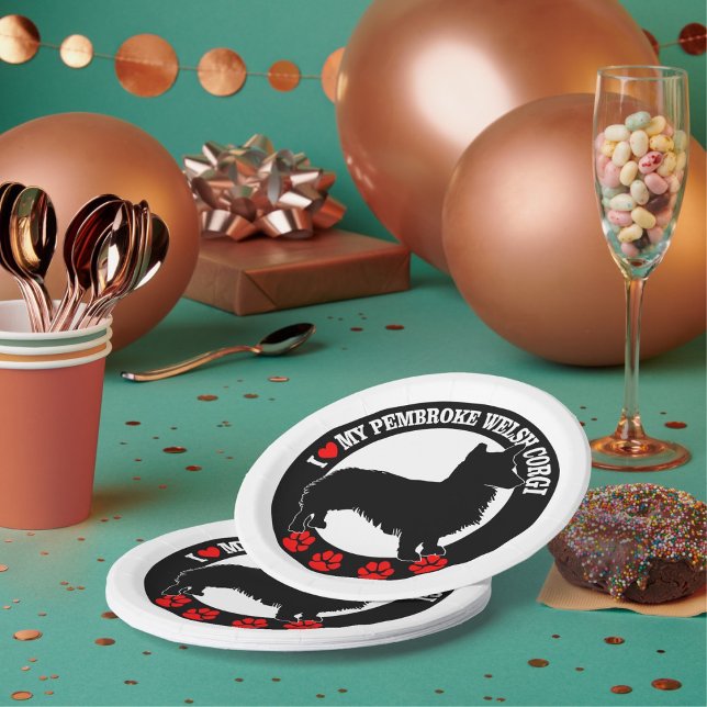 Prato De Papel Eu Amo Minhas Placas De Papel De Pembroke Welsh Co (Criador carregado)