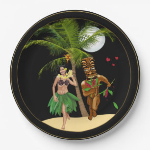 Prato De Papel Eu amo minhas placas de papel de Tiki da menina de