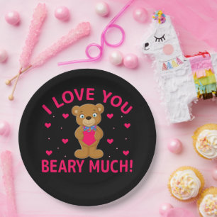 Prato De Papel Eu Amo Você Beber Muito Urso De Teddy
