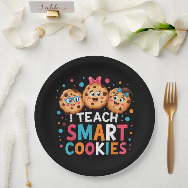 Prato De Papel Eu Ensino Cookies Inteligentes Professor de Volta  (Casamento)