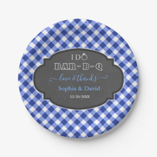 Prato De Papel EU FAÇO CHURRASCO Rustic Gingham Chalk Noivado