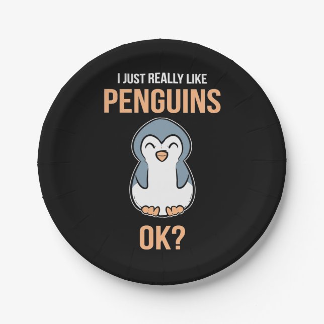 Prato De Papel Eu Gosto Muito De Pinguim (Frente)