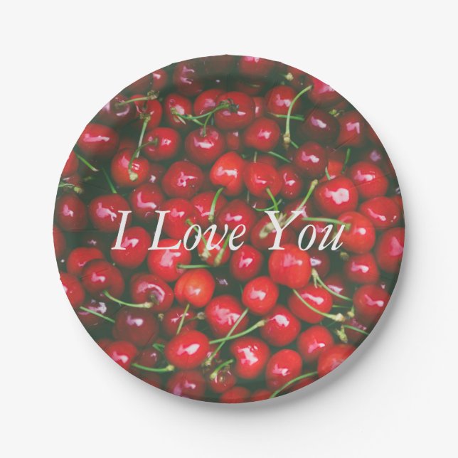 Prato De Papel Eu Te Amo - Cherry design (Frente)