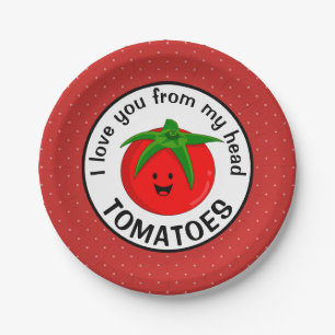 Prato De Papel Eu Te Amo Da Cabeça Tomates
