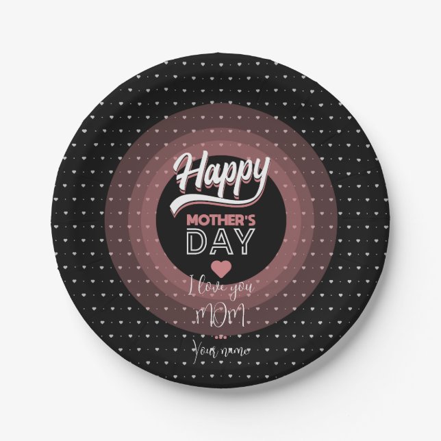 Prato De Papel Eu te amo mãe (Frente)