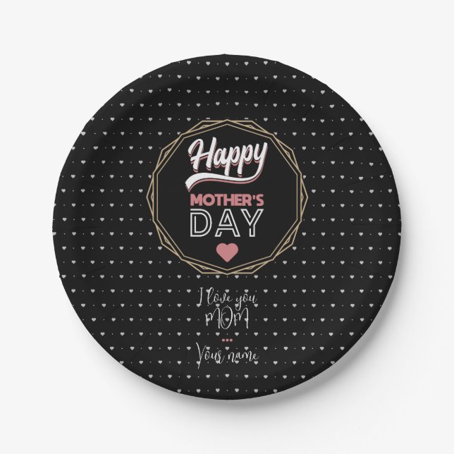 Prato De Papel Eu te amo mãe (Frente)