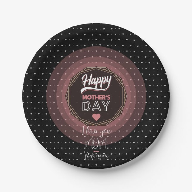 Prato De Papel Eu te amo mãe (Frente)