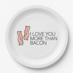 Prato De Papel Eu te amo mais do que o bacon