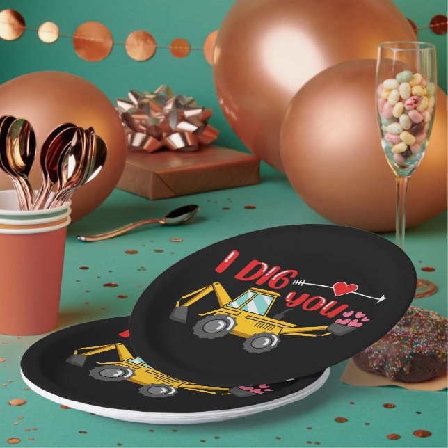 Prato De Papel Eu Te Canto Namorados De Backhoe (Múltiplo)