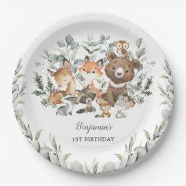 Prato De Papel Eucalyptus Birthday - Sage Green Woodland