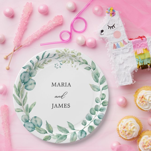 Prato De Papel Eucalyptus deixa o casamento (Festa)