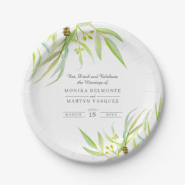Prato De Papel Eucalyptus deixa pasta verde-aquática de casamento