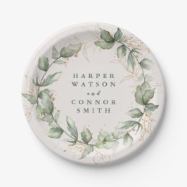 Prato De Papel Eucalyptus Elegante e Dourado Moisés Verde Botânic