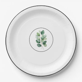 Prato De Papel Eucalyptus greenery elegant paper plates
