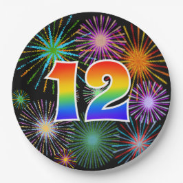 Prato De Papel Evento 12 - Divertido, Colorido, Negrito, Arco-Íri