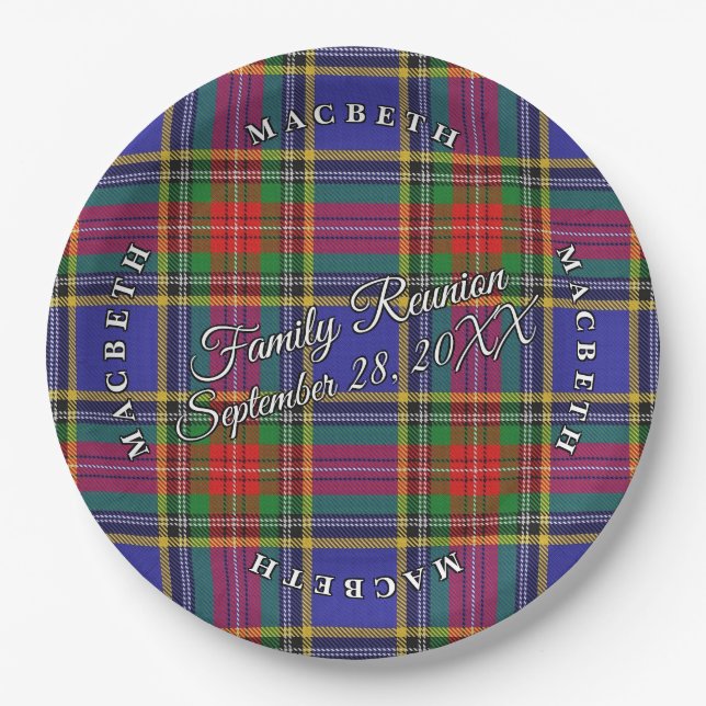 Prato De Papel Evento Clan MacBeth Tartan do Classic Scots (Frente)