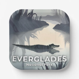 Prato De Papel Everglades National Park | Watercolor Alligator
