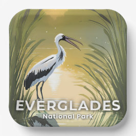Prato De Papel Everglades National Park | Watercolor Stork