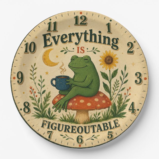 Prato De Papel Everything Is Figureoutable Frog (Frente)