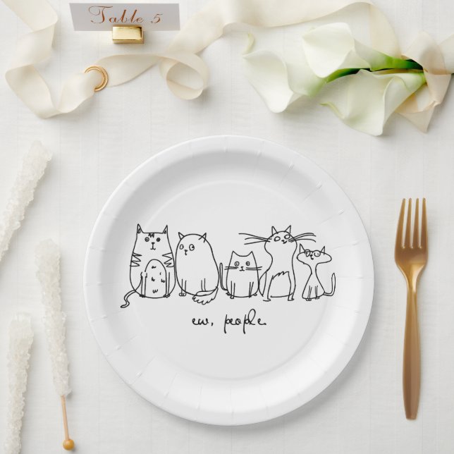 Prato De Papel Ew, Pessoas Engraçadas, Amantes De Gato (Casamento)