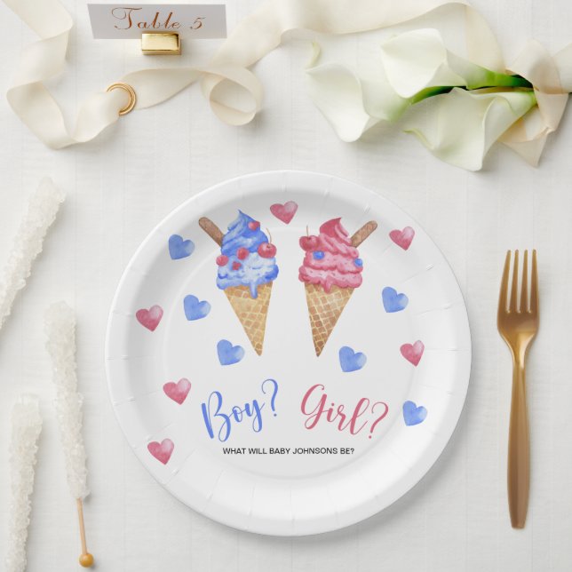 Prato De Papel Exemplo de Sorvete de Aquarela (Casamento)