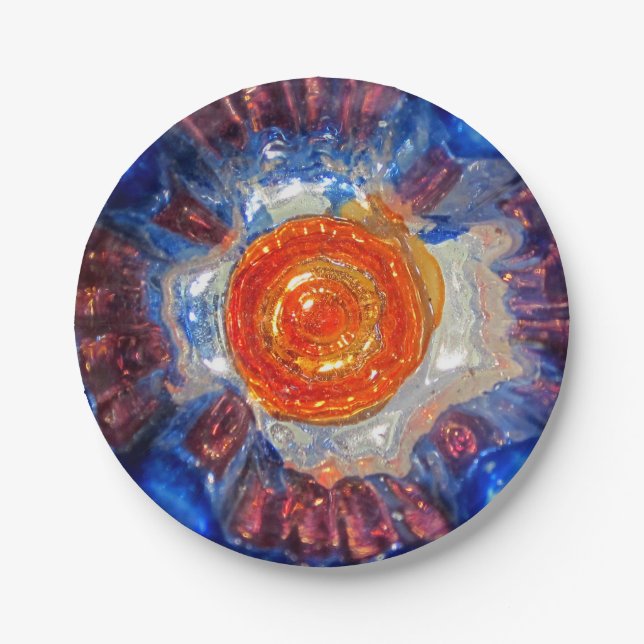 Prato De Papel Explosão de Vidro de Arte Cosmos - Sol Laranja Van (Frente)