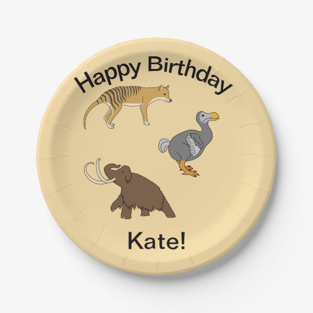 Prato De Papel Extinct Animals  (Frente)