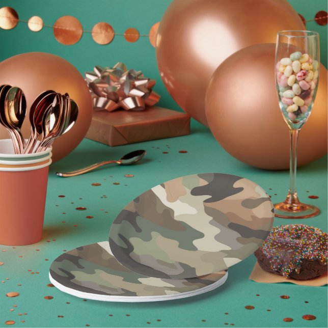 Prato De Papel Eye Catching Camouflage Print Stylish (Múltiplo)