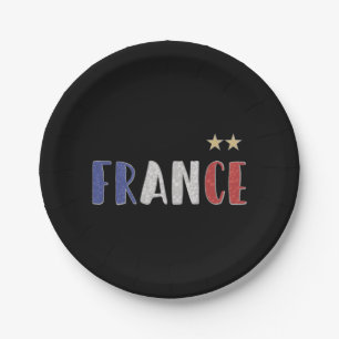 Prato De Papel Fã De Futebol Da França Mostra Bandeira Francesa