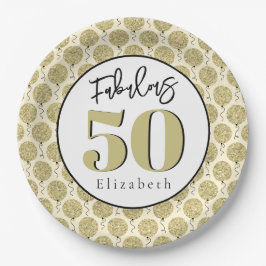 Prato De Papel Fabulosa 50 Douradas Pratas de Aniversário