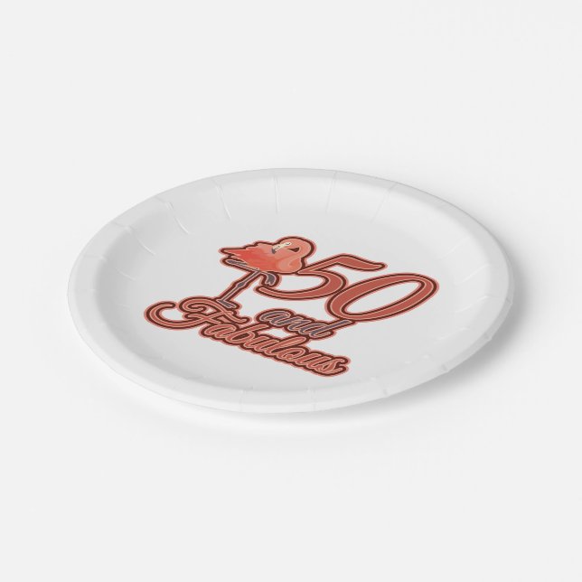 Prato De Papel Fabuloso 50 e Fabuloso 50 Festa de Tema Flamingo d (Inclinado)