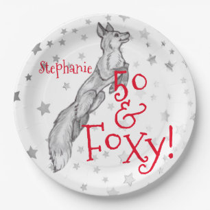 Prato De Papel Fabuloso Foxy 50º Aniversário Raposa Vermelha Negr