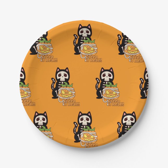 Prato De Papel 🎃 Faça o Halloween ser Real! 🐾 (Frente)