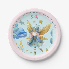 Prato De Papel Fada Aniversário Teal Dourada Princesa Rosa Fairyt