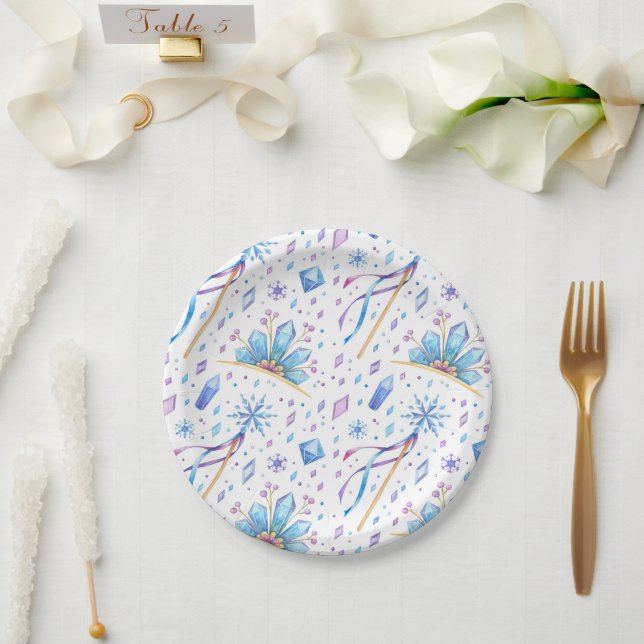 Prato De Papel Fada Congelada Tale Ice Princess Crowday (Casamento)