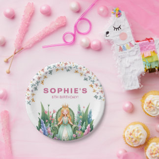 Prato De Papel Fada de Floresta Encantada Princesa Aniversário