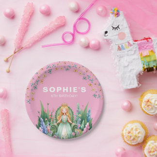 Prato De Papel Fada de Floresta Encantada Princesa Aniversário