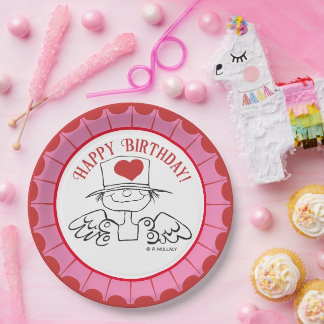 Prato De Papel "Fada do Coração", Rosa/Vermelho, © Aniversário (Festa)