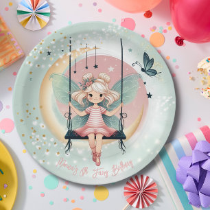 Prato De Papel Fada magica encantada no aniversário de criança de