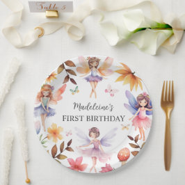 Prato De Papel Fada Primeiro primeiro aniversario de Jardim Mágic