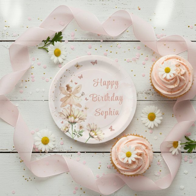 Prato De Papel Fairy Garden Girl Birthday Party (Criador carregado)